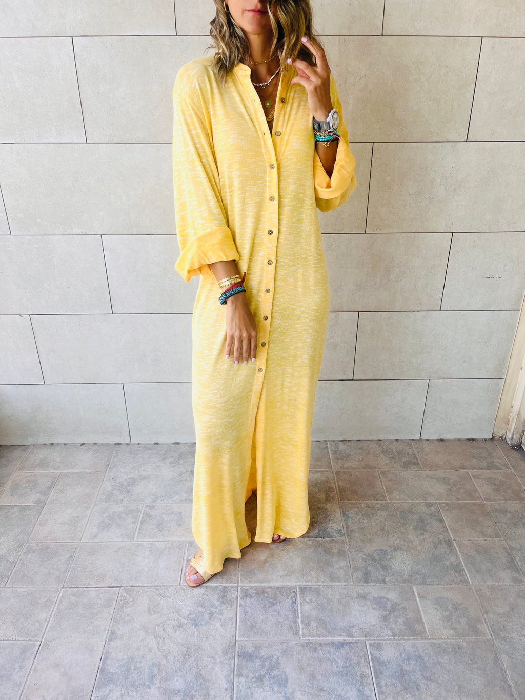 Yellow Gypsy Longline Shirt Dress