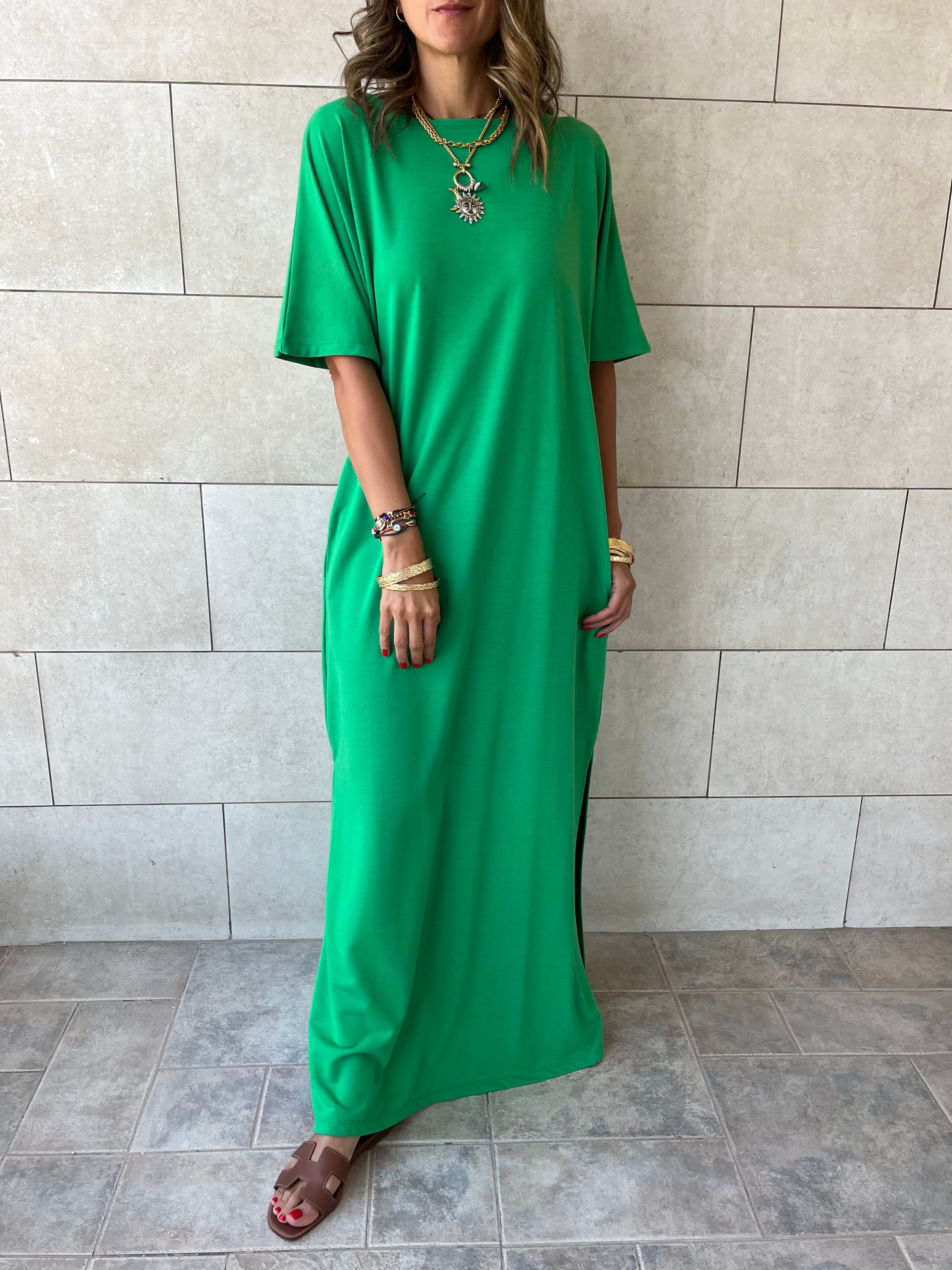Green Fall Dayz Maxi T-Shirt Dress
