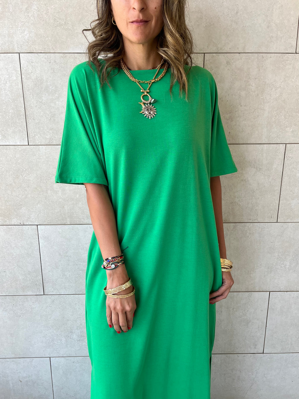Green Fall Dayz Maxi T-Shirt Dress