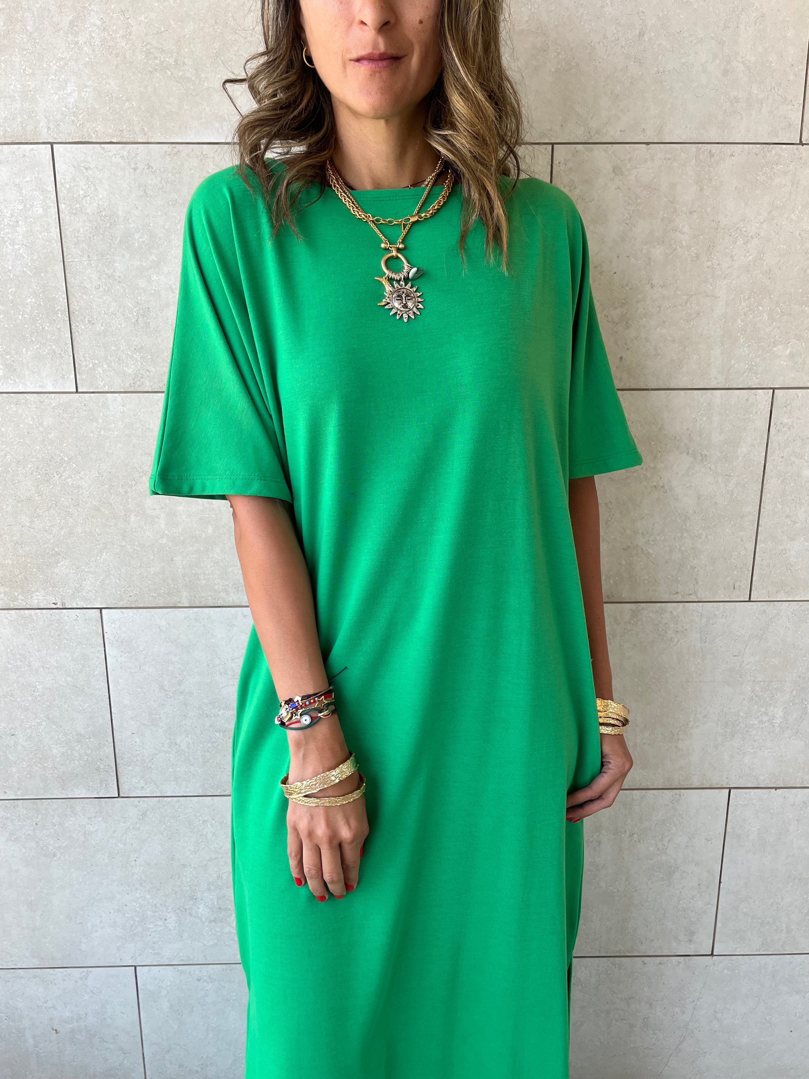 Green Fall Dayz Maxi T-Shirt Dress