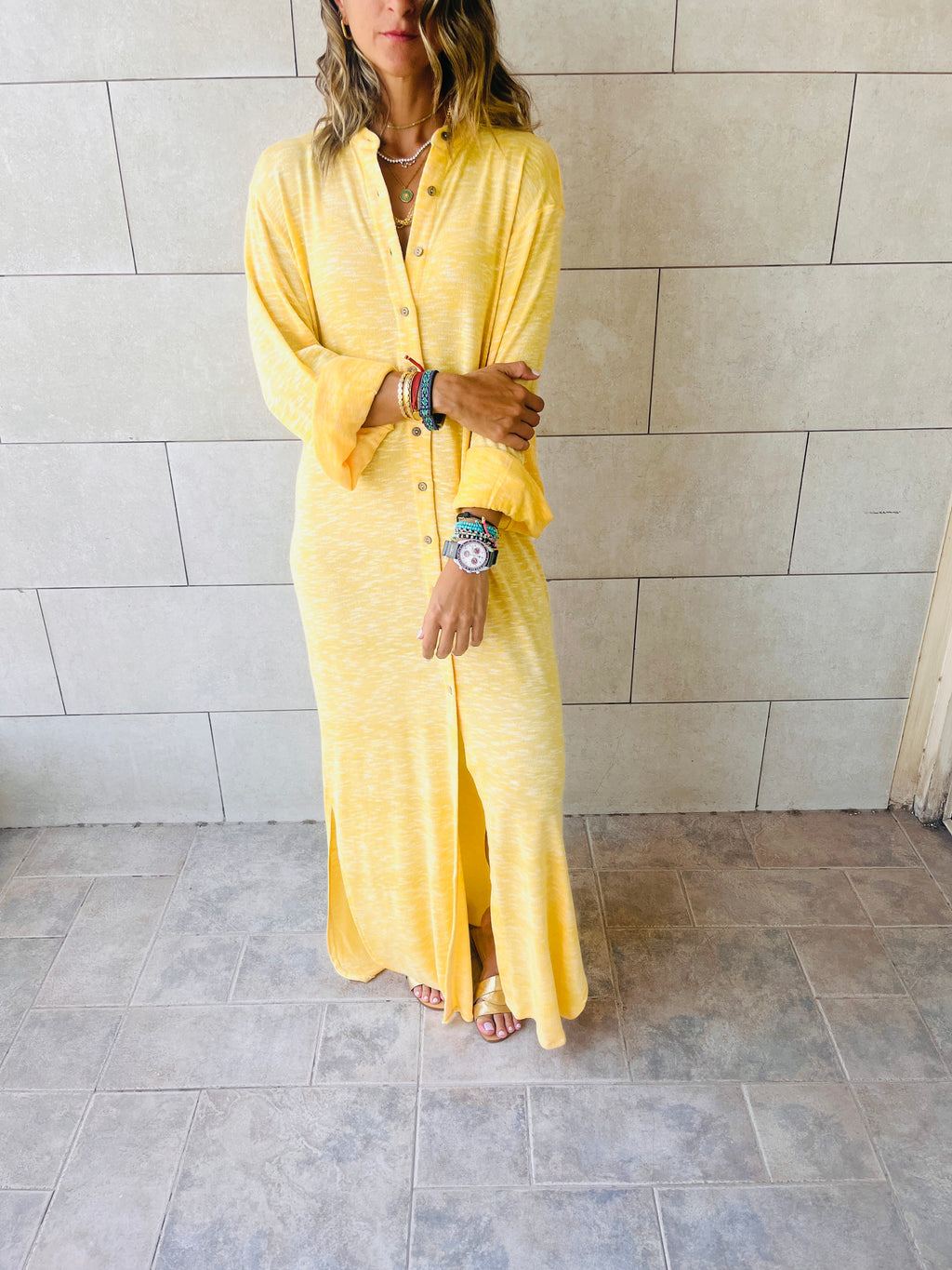 Yellow Gypsy Longline Shirt Dress