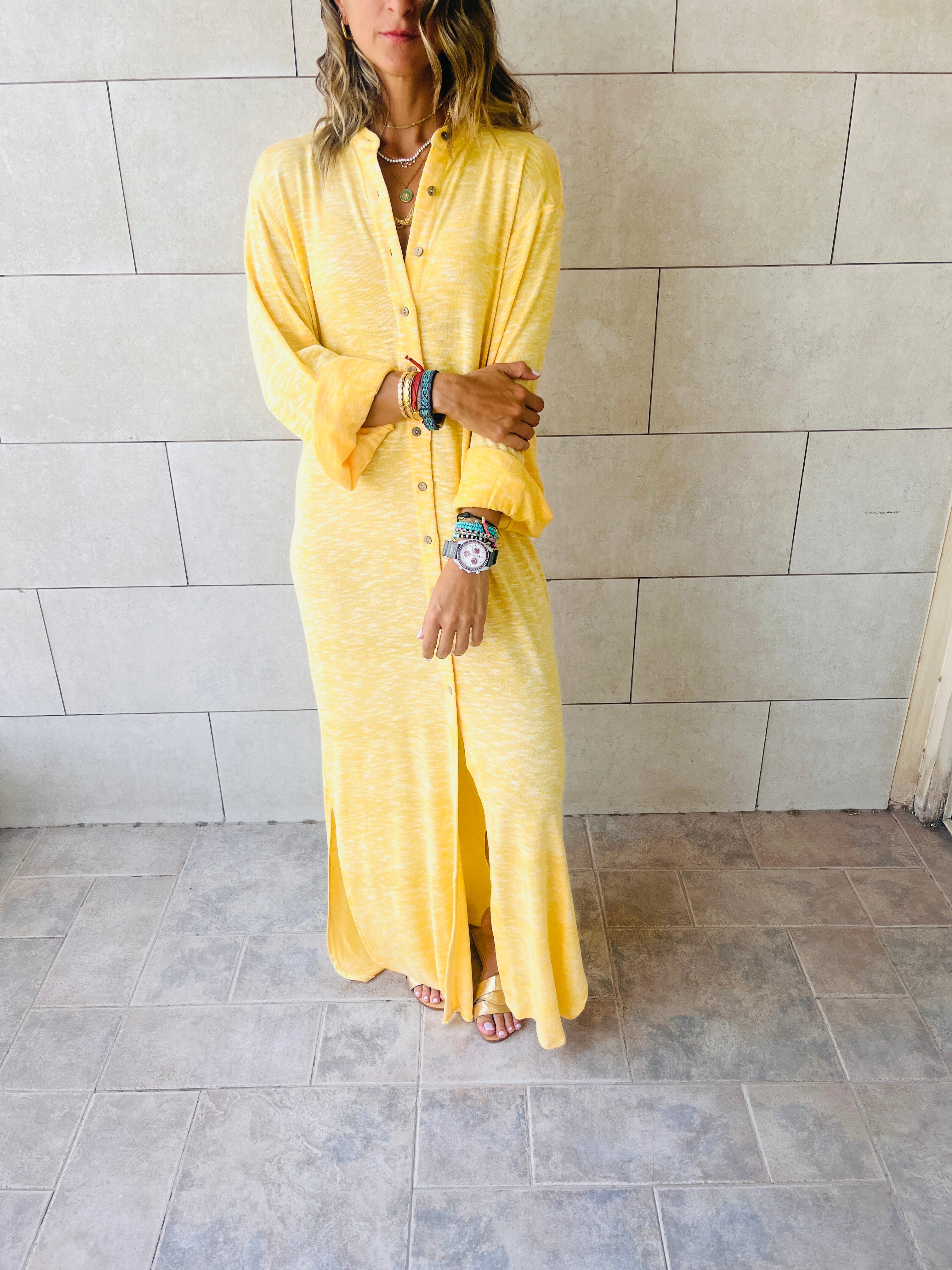 Yellow Gypsy Longline Shirt Dress