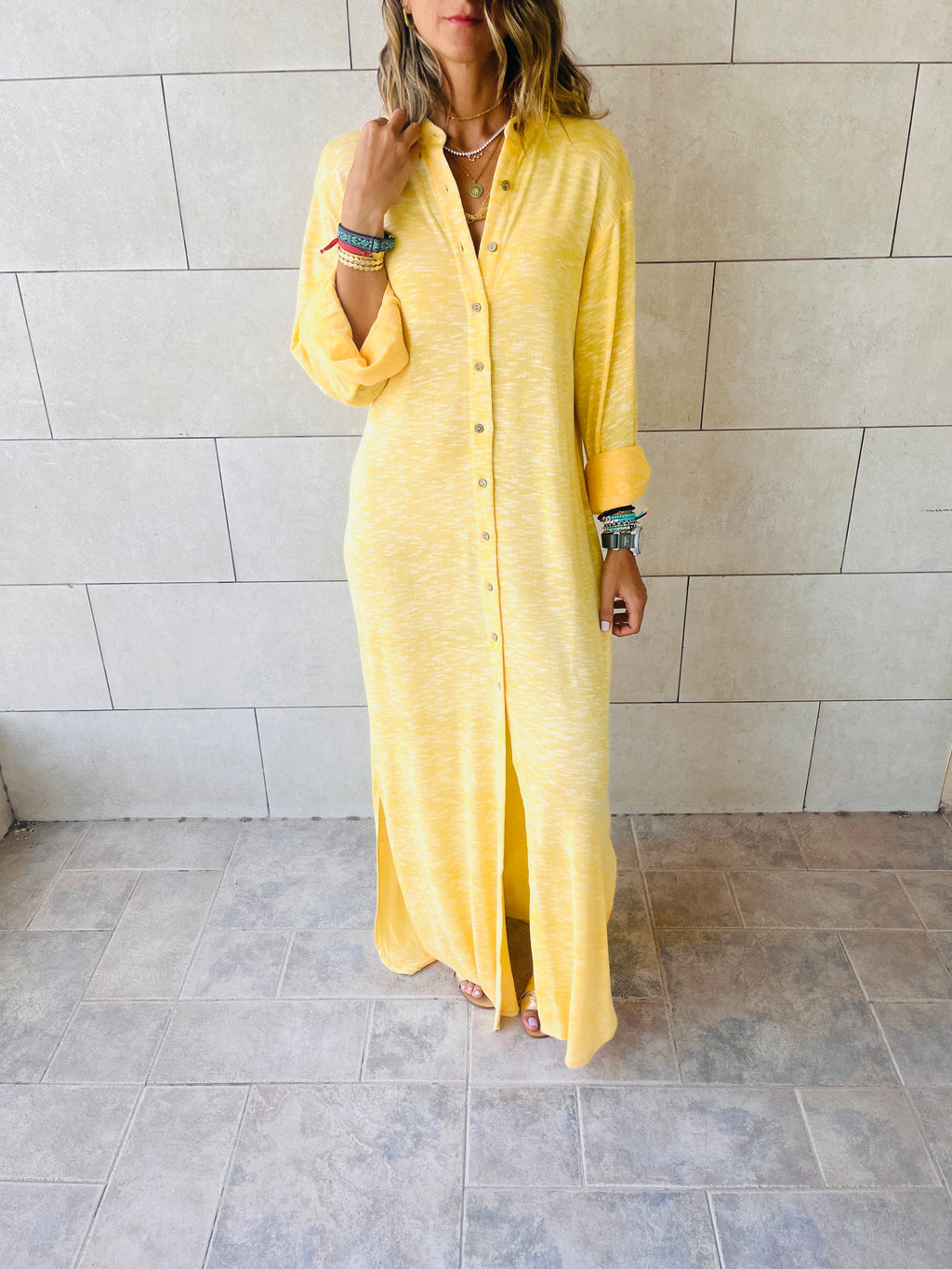 Yellow Gypsy Longline Shirt Dress