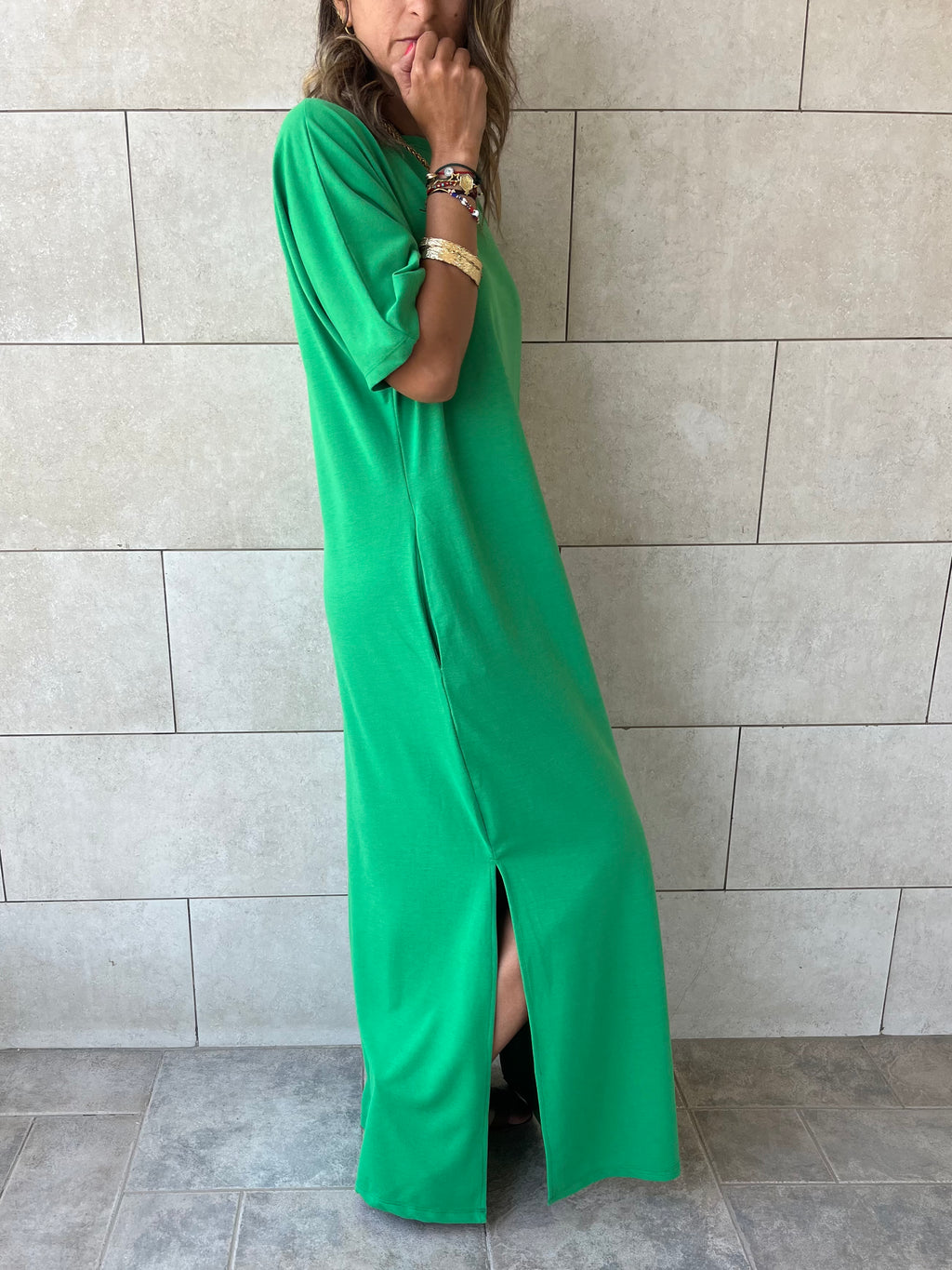 Green Fall Dayz Maxi T-Shirt Dress