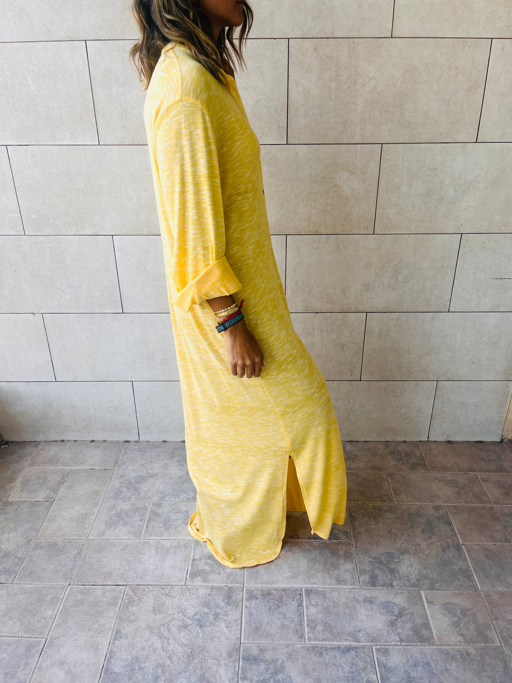 Yellow Gypsy Longline Shirt Dress