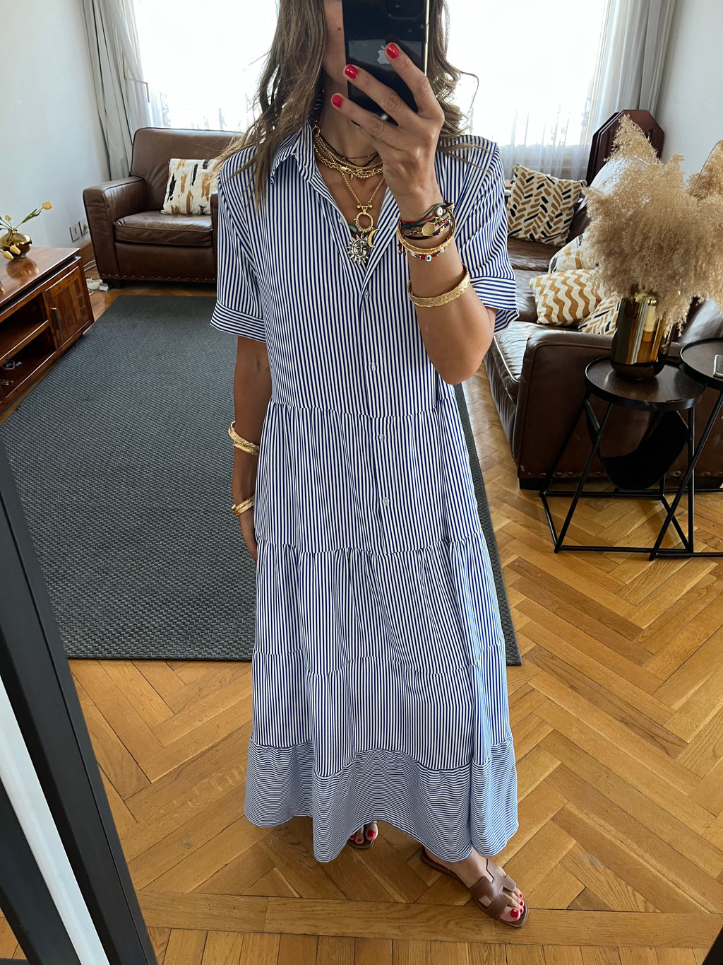 Blue Striped Shirt Dress