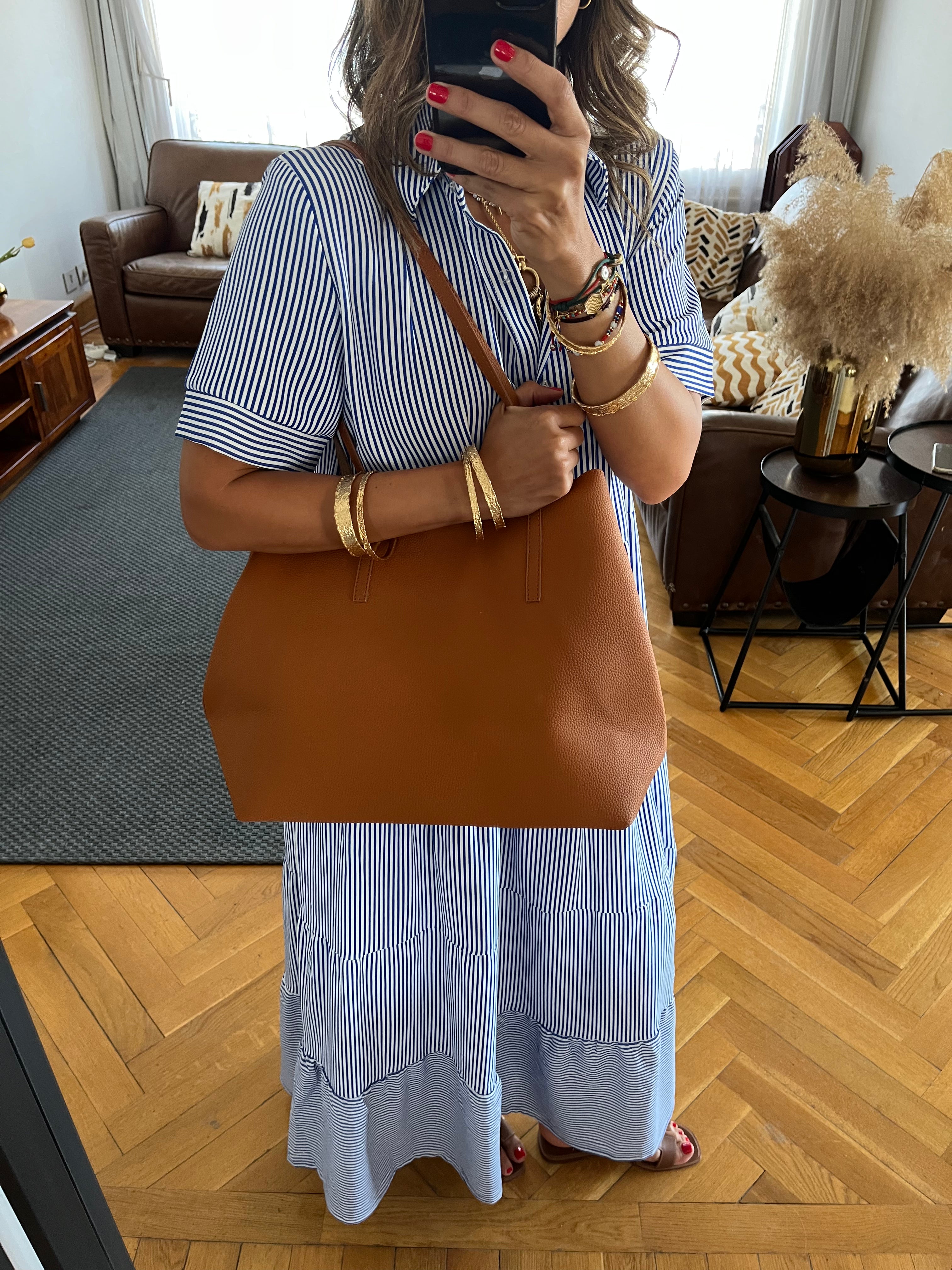 Camel Frillu Leather Essential Bag