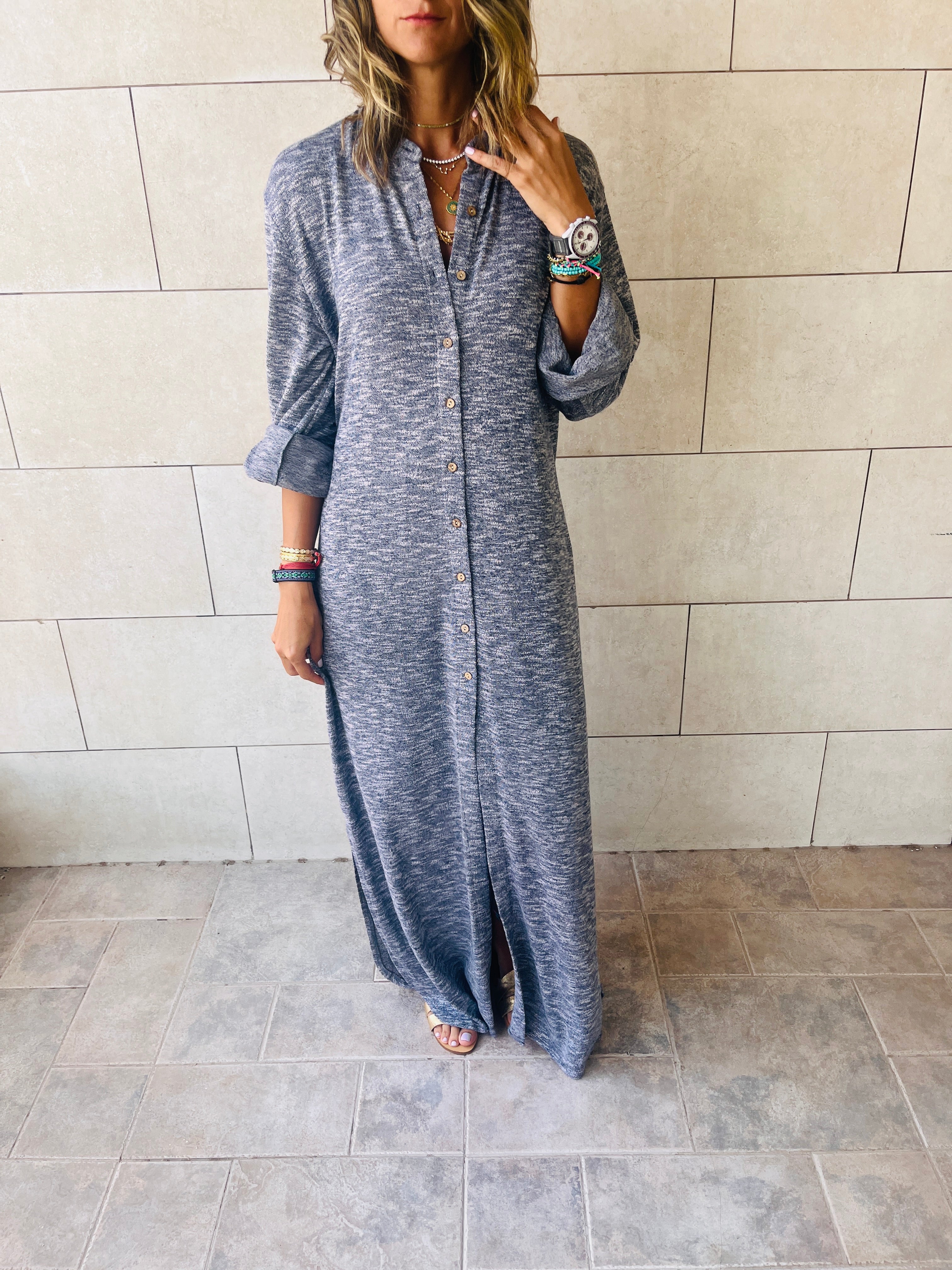 Grey Gypsy Longline Shirt Dress