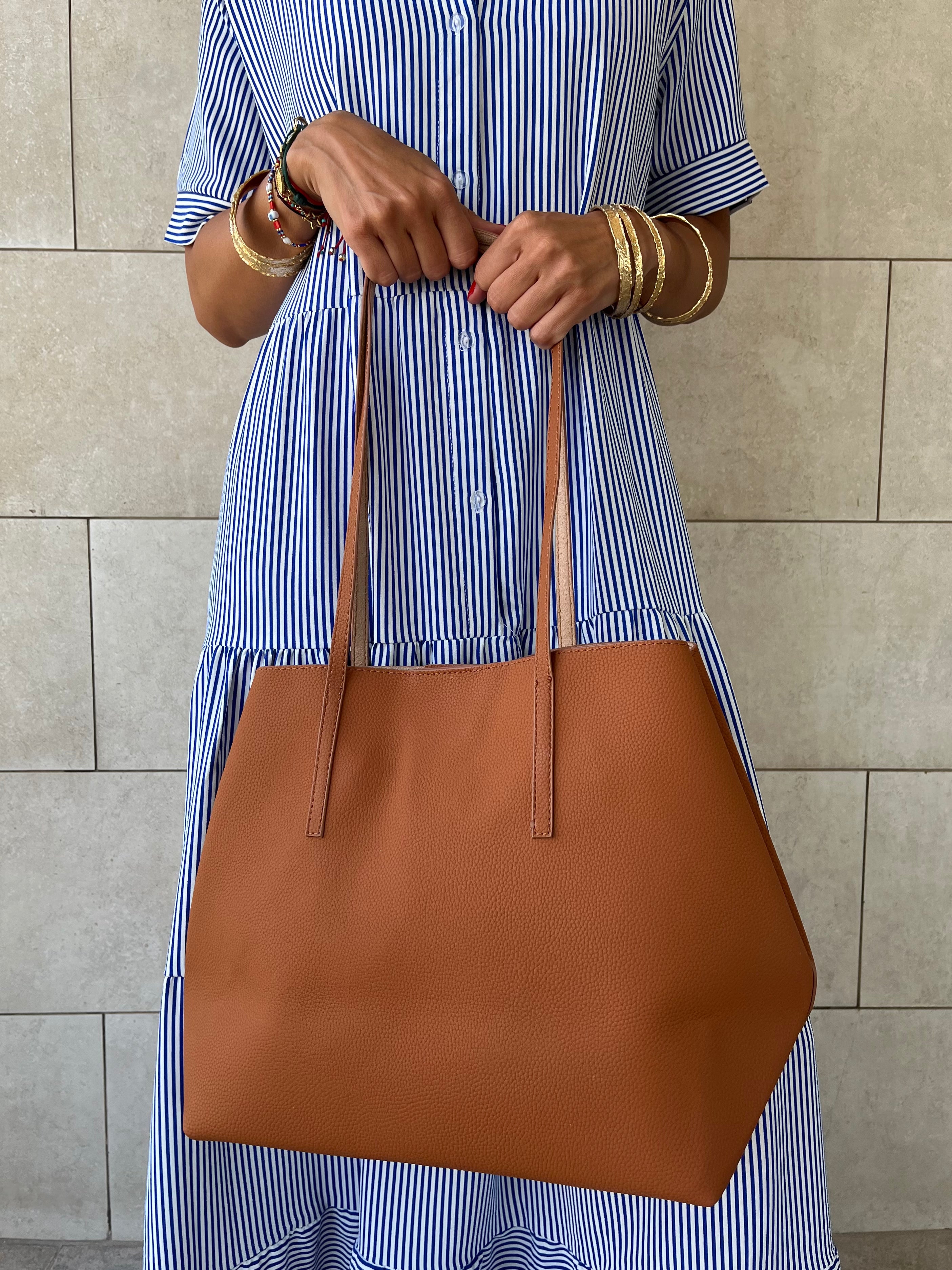 Camel Frillu Leather Essential Bag