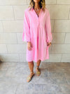 Pink For A Sunny Day Mini Shirt Dress