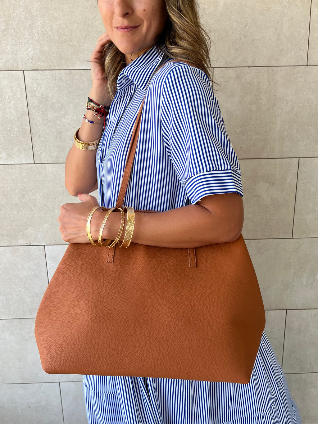 Camel Frillu Leather Essential Bag