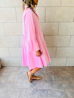 Pink For A Sunny Day Mini Shirt Dress