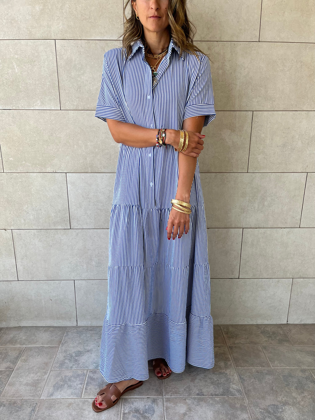 Blue Striped Shirt Dress
