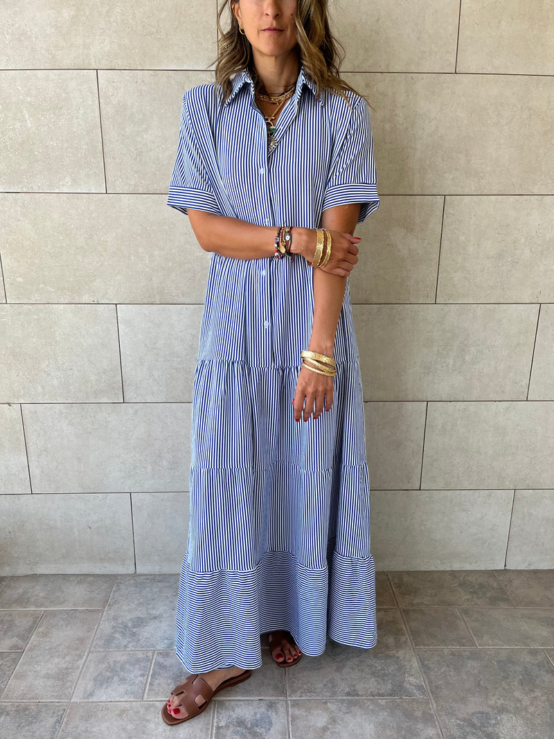 Blue Striped Shirt Dress
