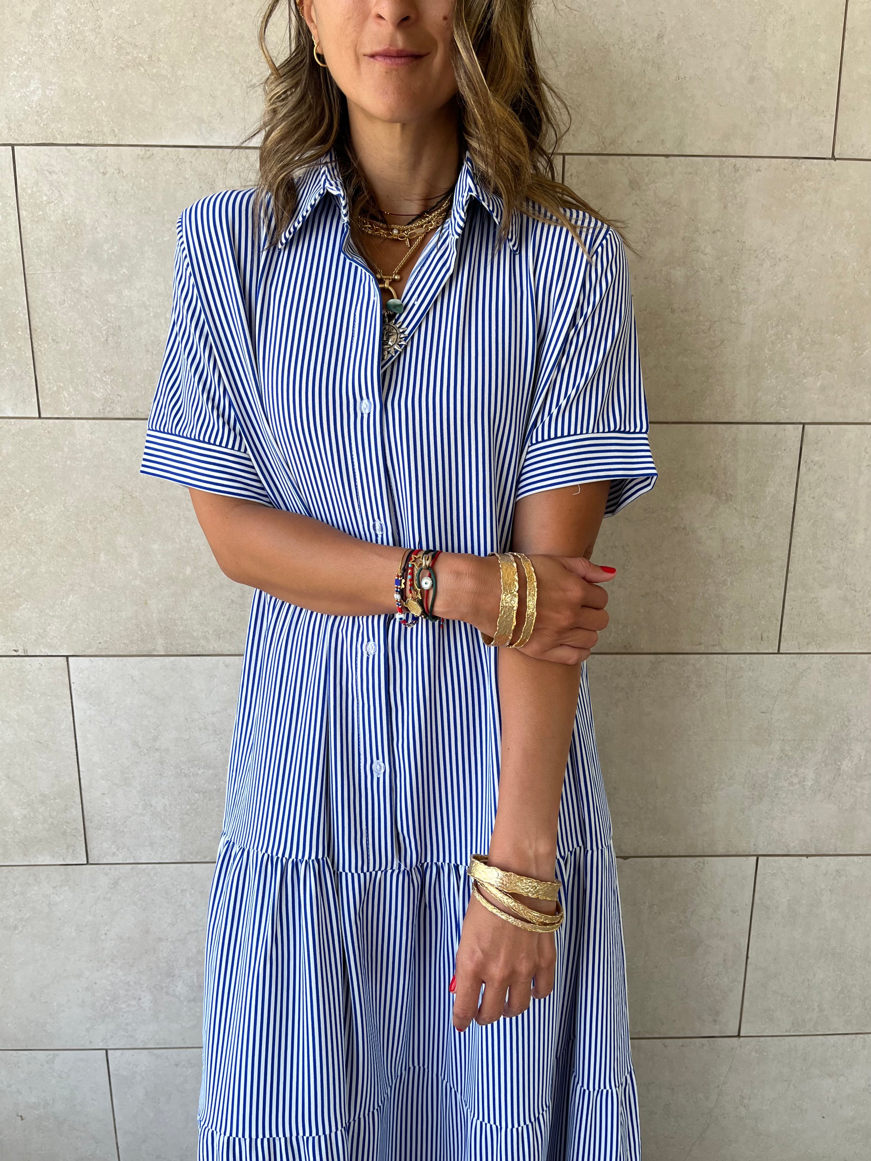 Blue Striped Shirt Dress