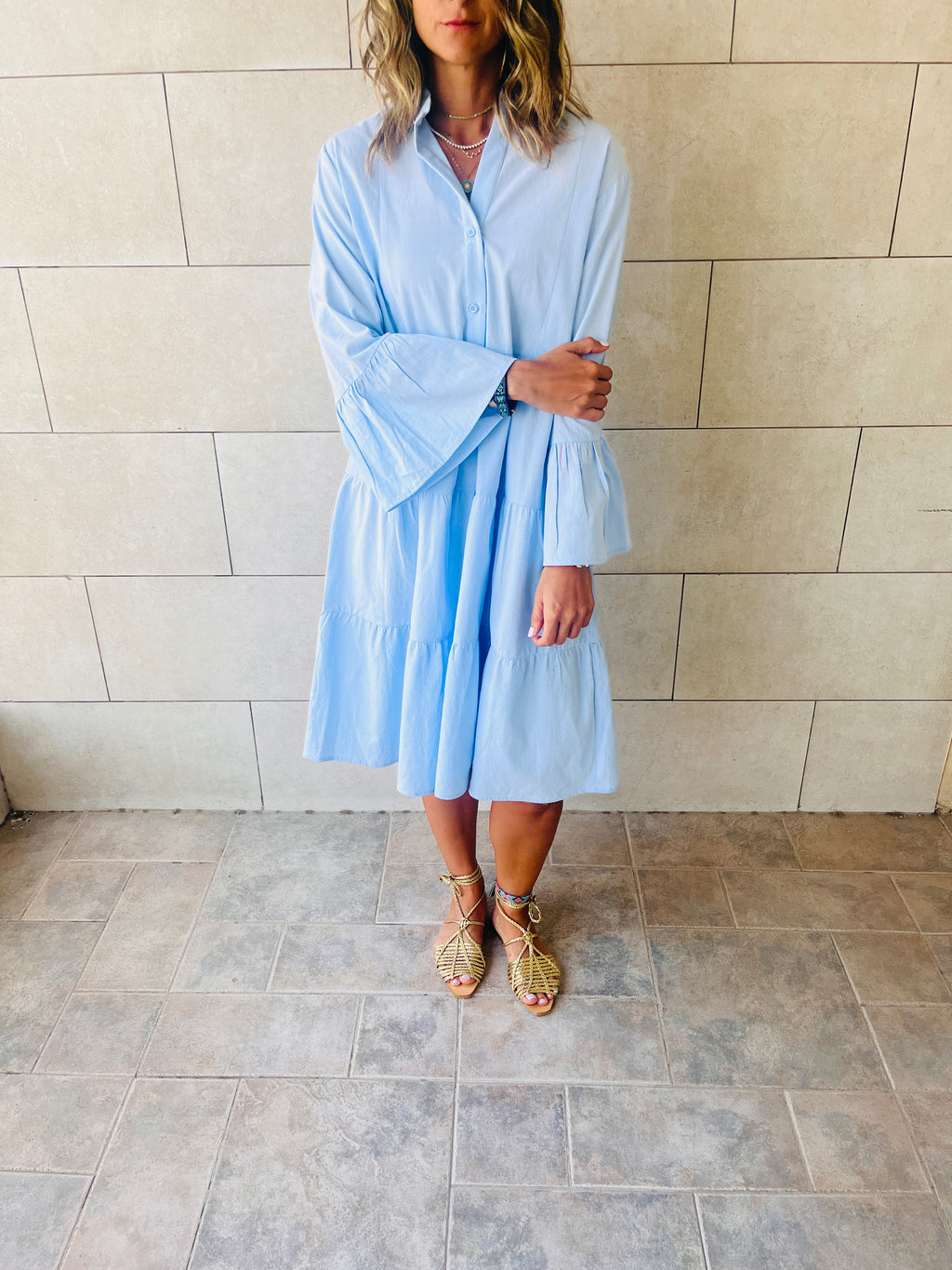 Baby Blue For A Sunny Day Mini Shirt Dress