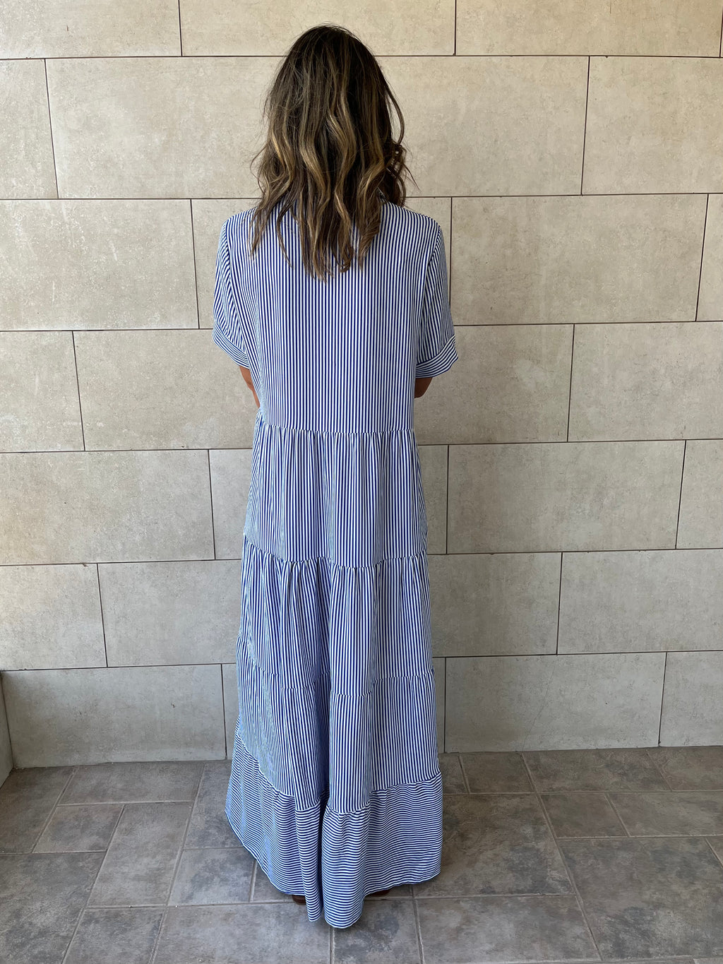 Blue Striped Shirt Dress