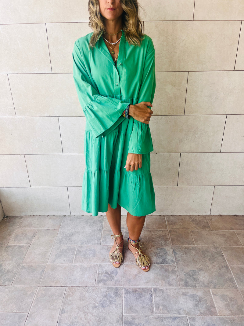 Green For A Sunny Day Mini Shirt Dress