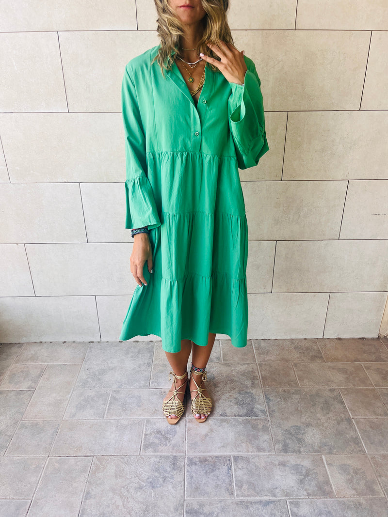 Green For A Sunny Day Mini Shirt Dress