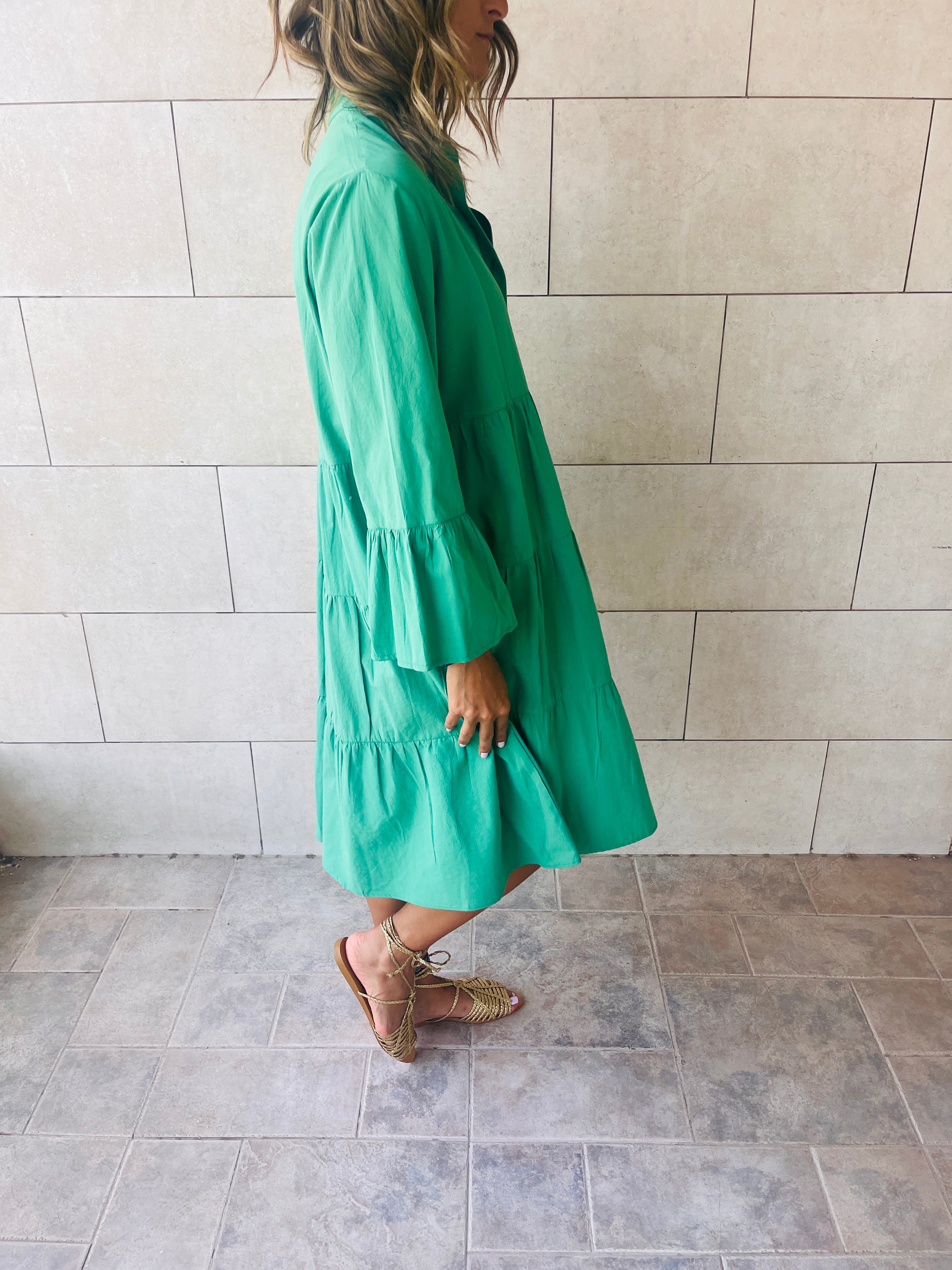 Green For A Sunny Day Mini Shirt Dress