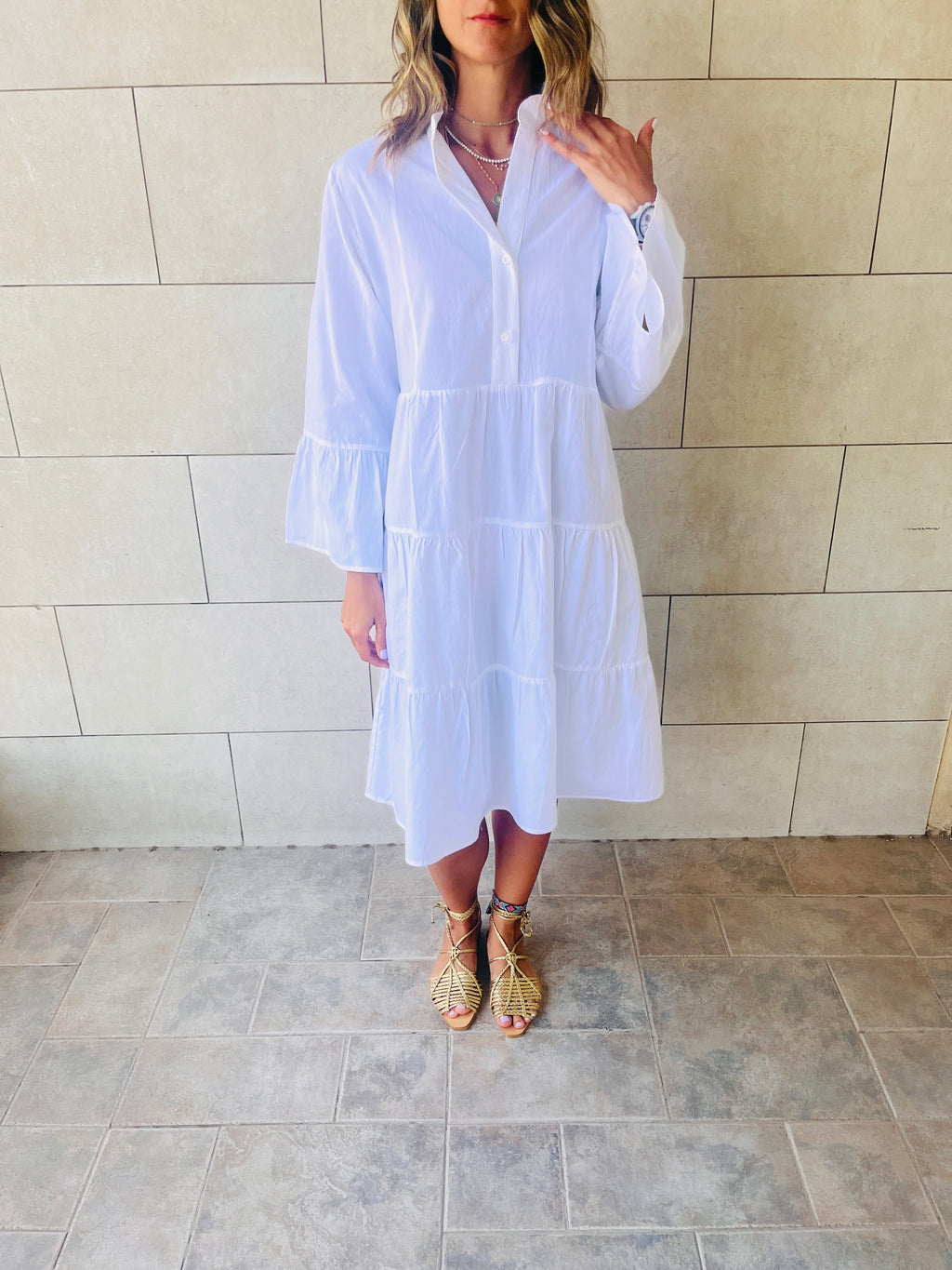 White For A Sunny Day Mini Shirt Dress