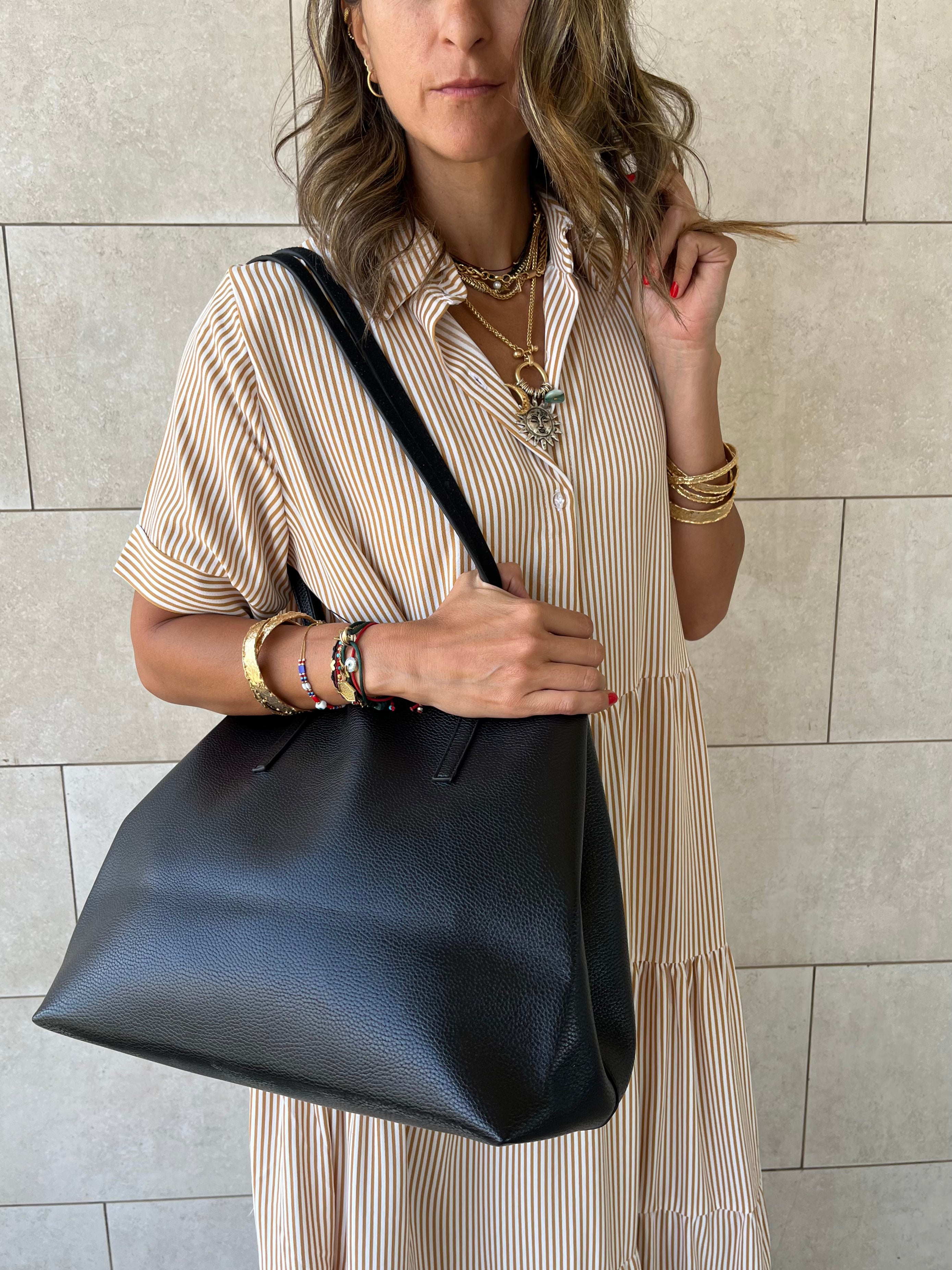 Black Frillu Leather Essential Bag