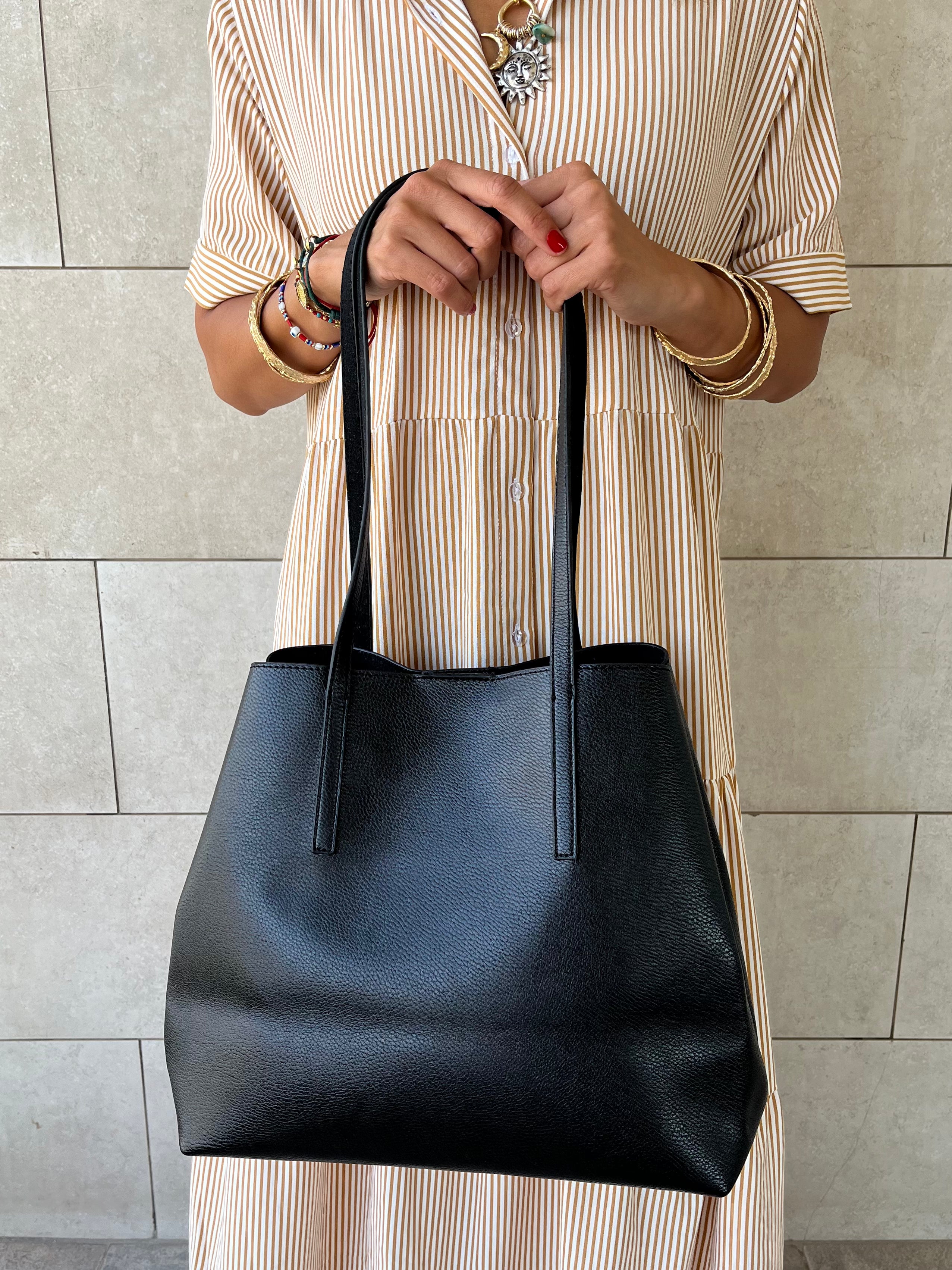 Black Frillu Leather Essential Bag