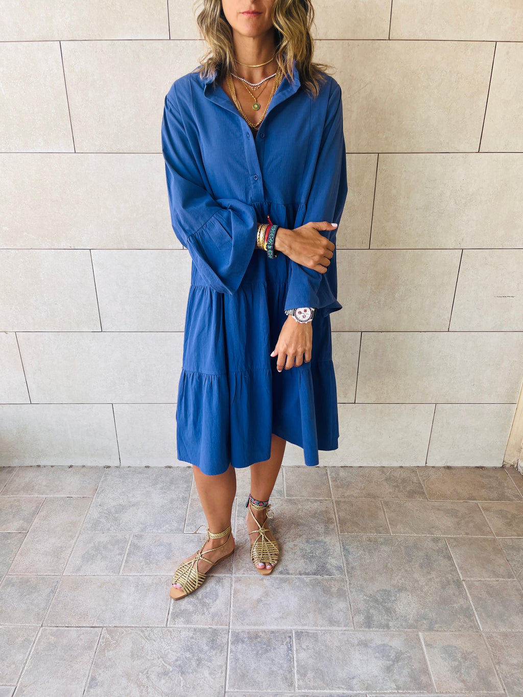 Navy For A Sunny Day Mini Shirt Dress