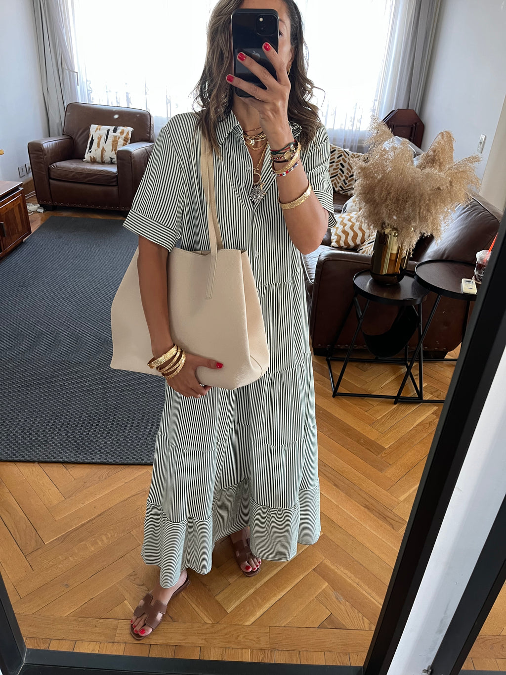 Beige Frillu Leather Essential Bag