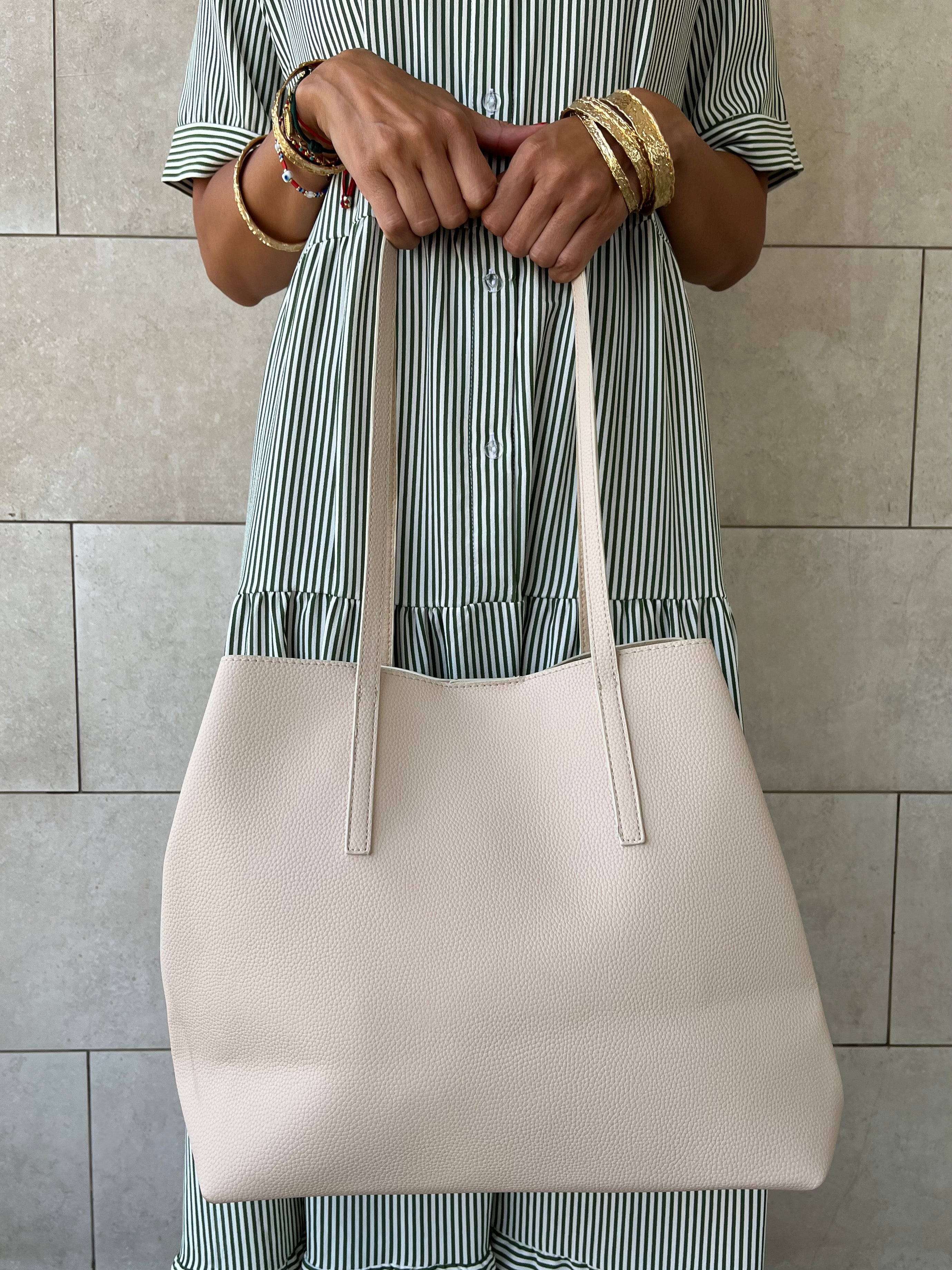 Beige Frillu Leather Essential Bag