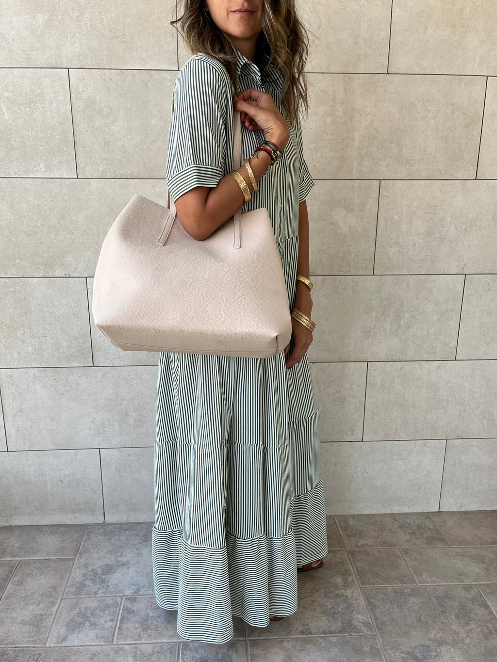 Beige Frillu Leather Essential Bag