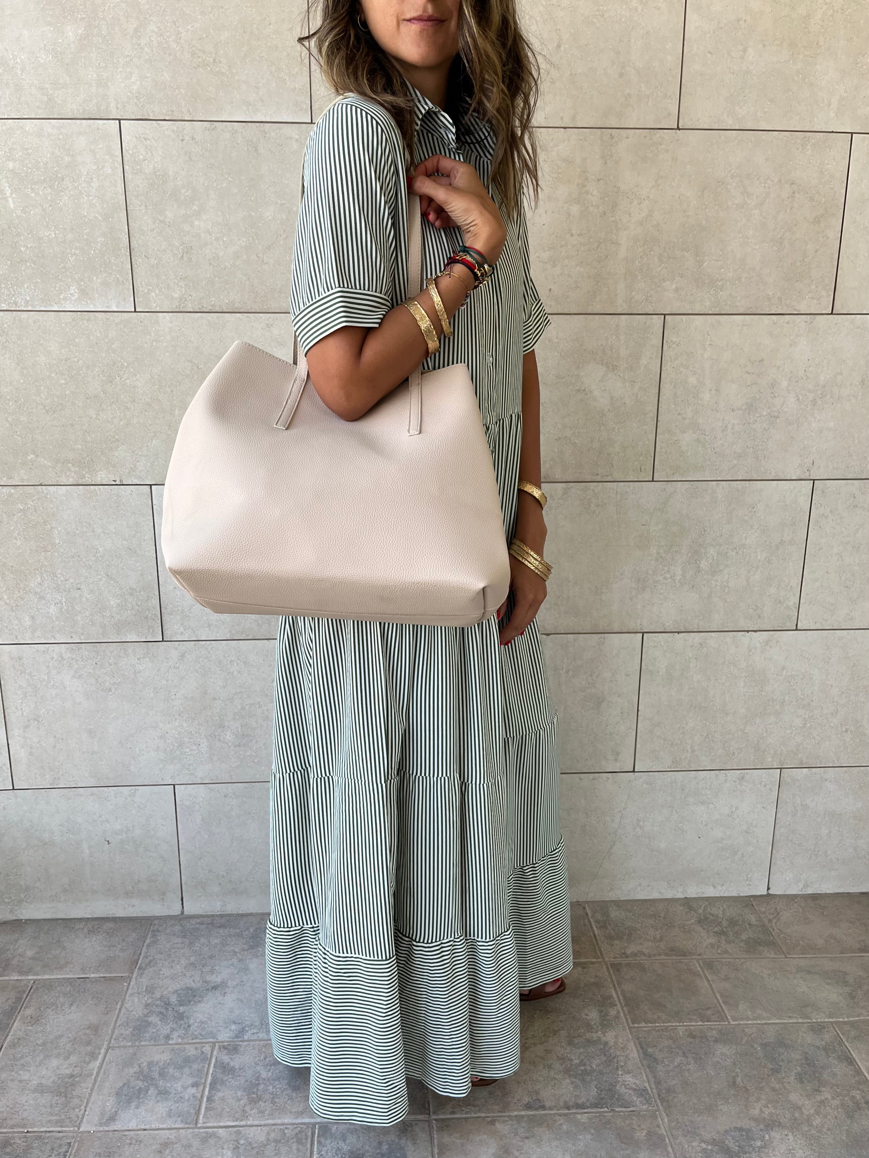 Beige Frillu Leather Essential Bag