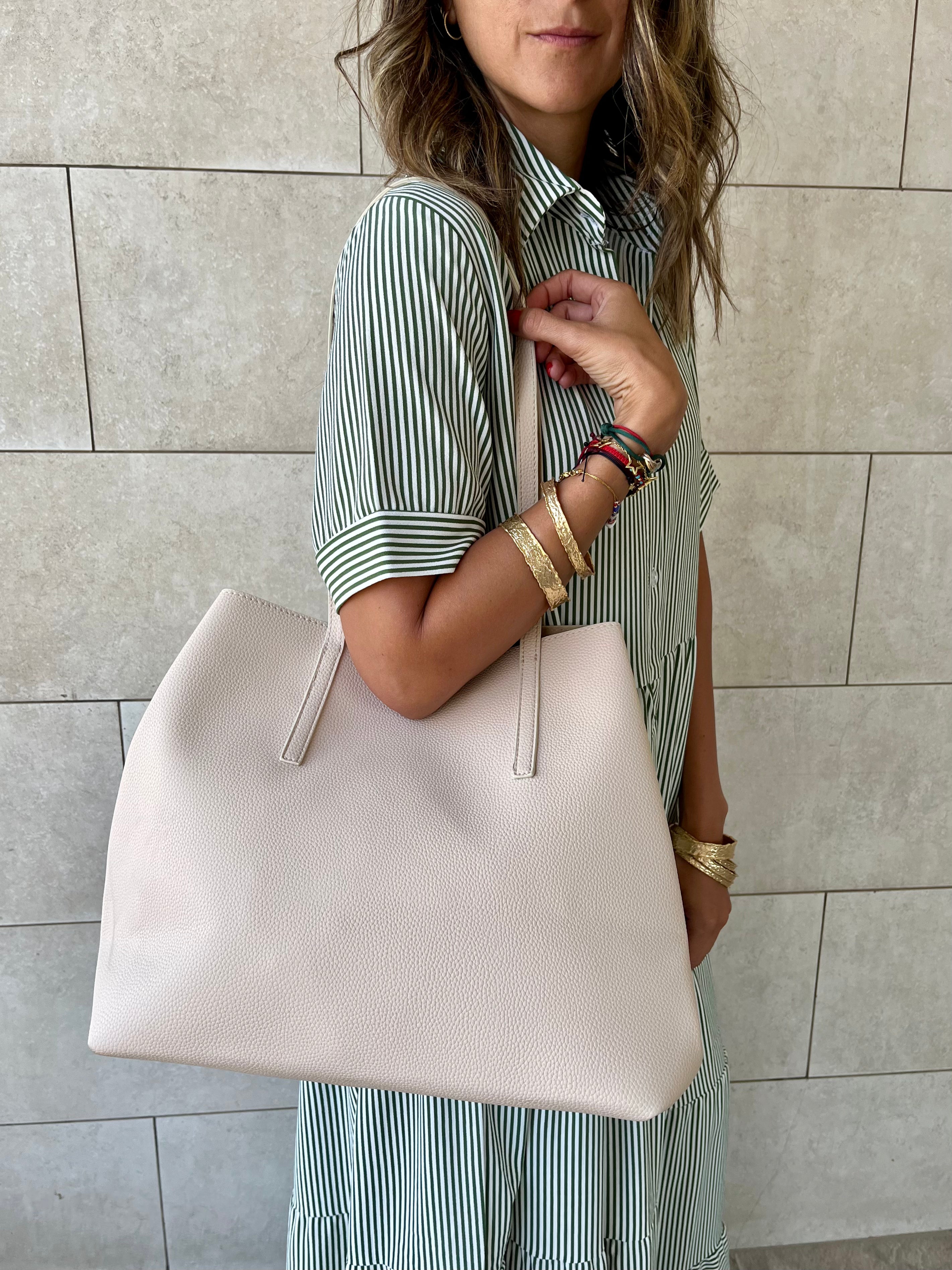 Beige Frillu Leather Essential Bag