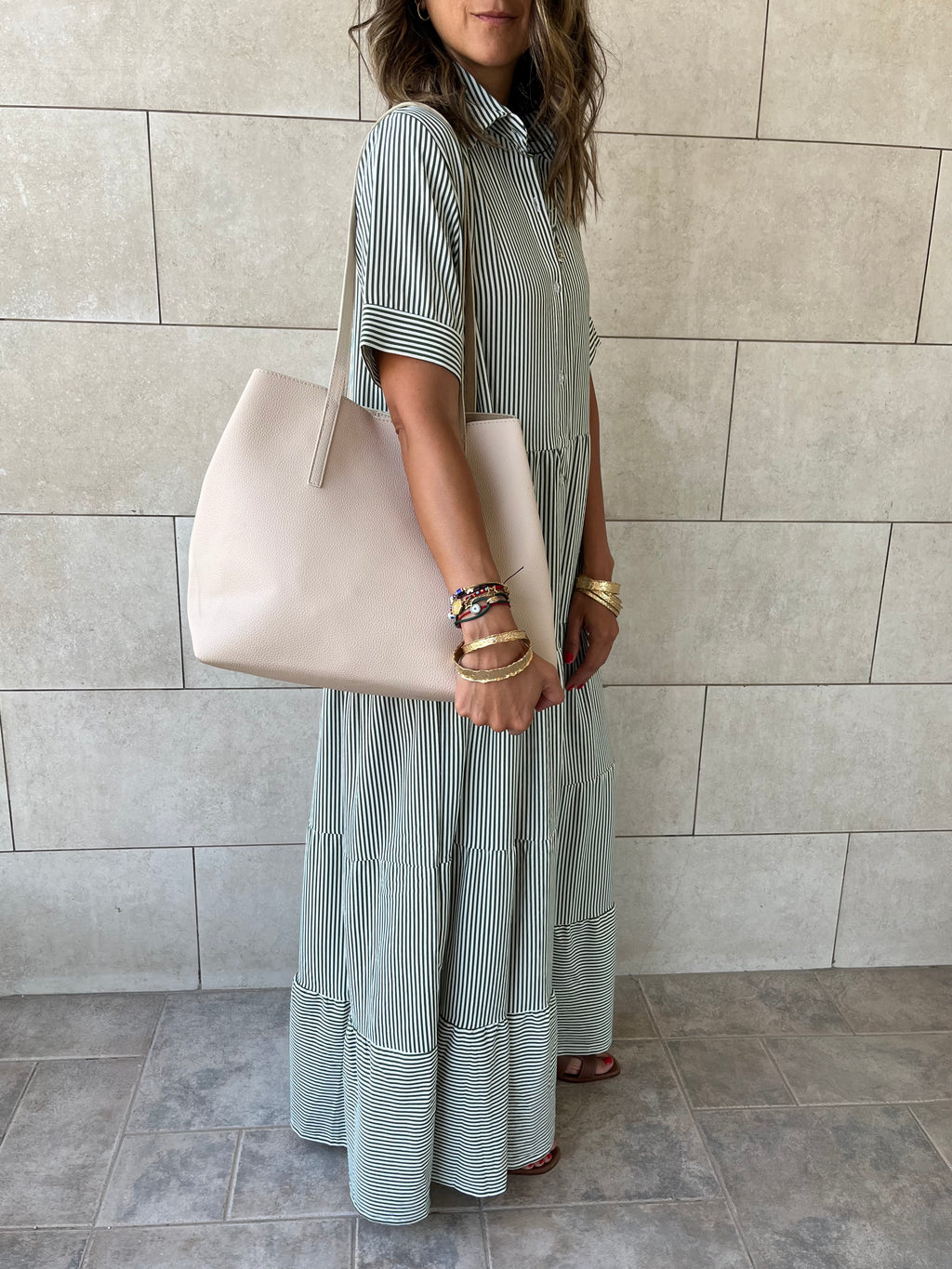 Beige Frillu Leather Essential Bag