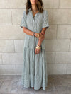 Olive Striped Shirt Dress