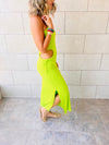 Lime Morning To Night Ribbed Cut Out Dress