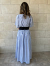 Baby Blue Snatch Waist Stripe Dress