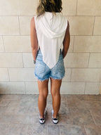 White V Hooded Top