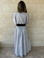 Grey Snatch Waist Stripe Dress