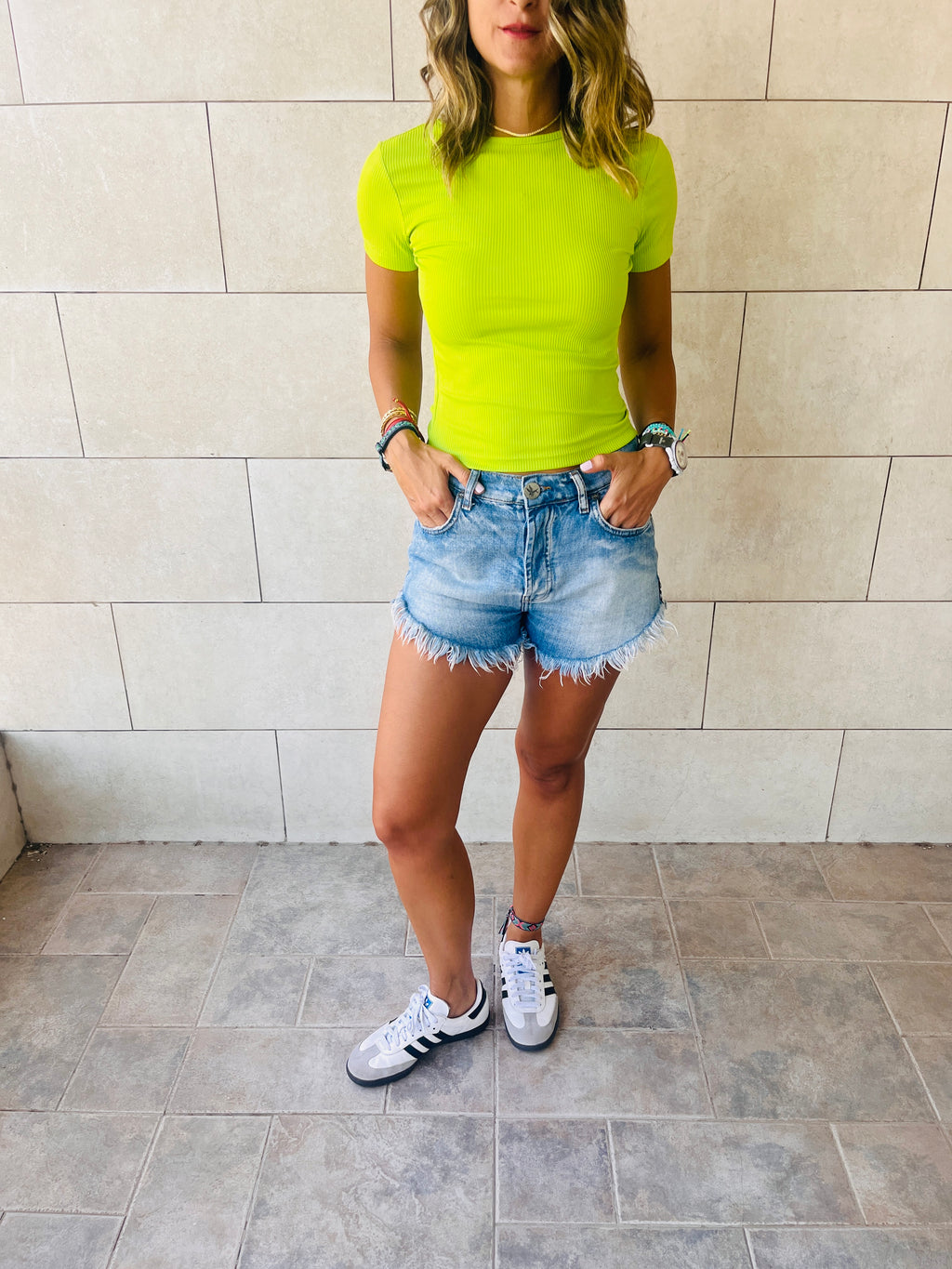 Green Backless Ribbed Jersey Top