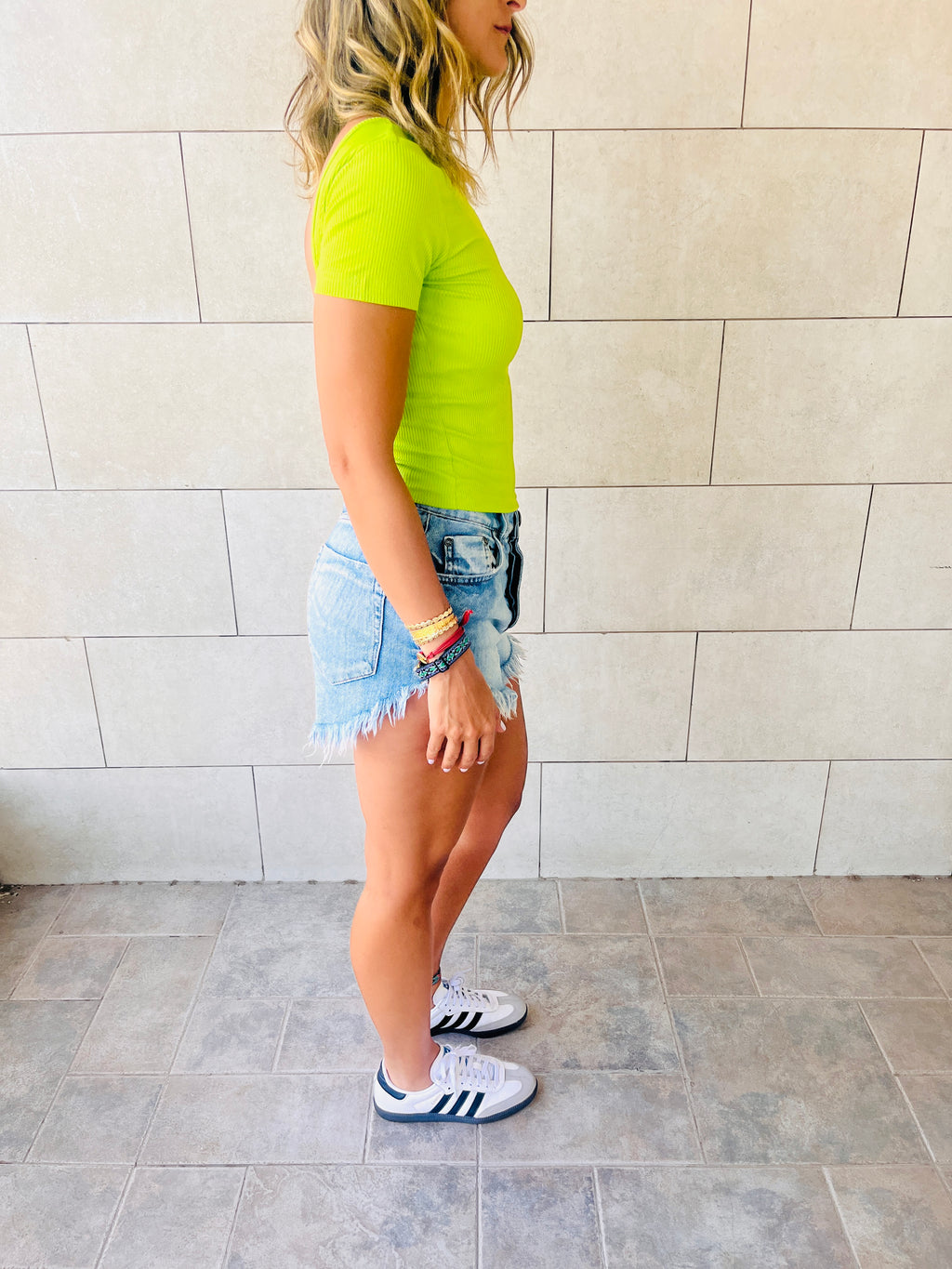 Lime Backless Ribbed Tee