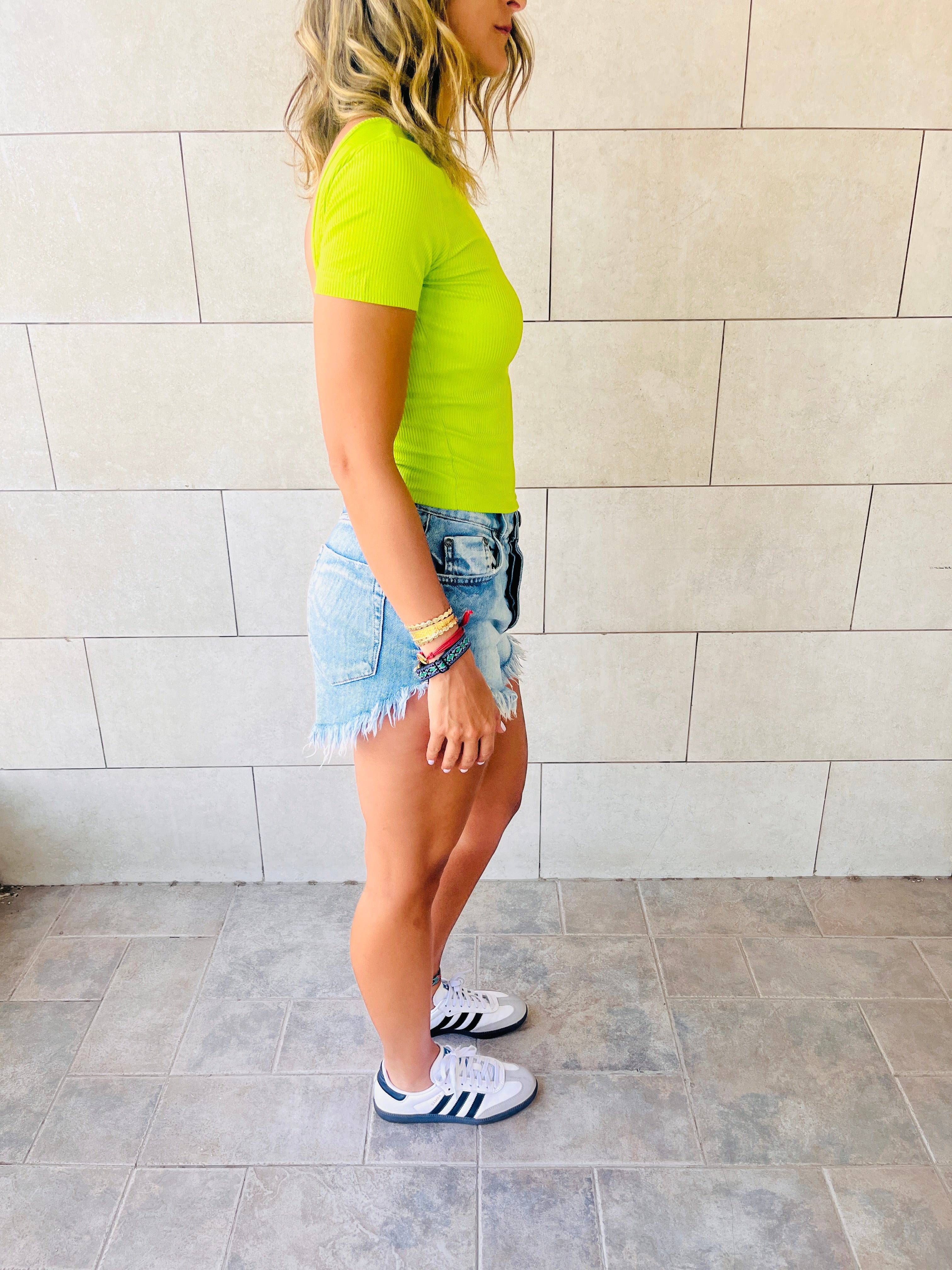 Lime Backless Ribbed Tee