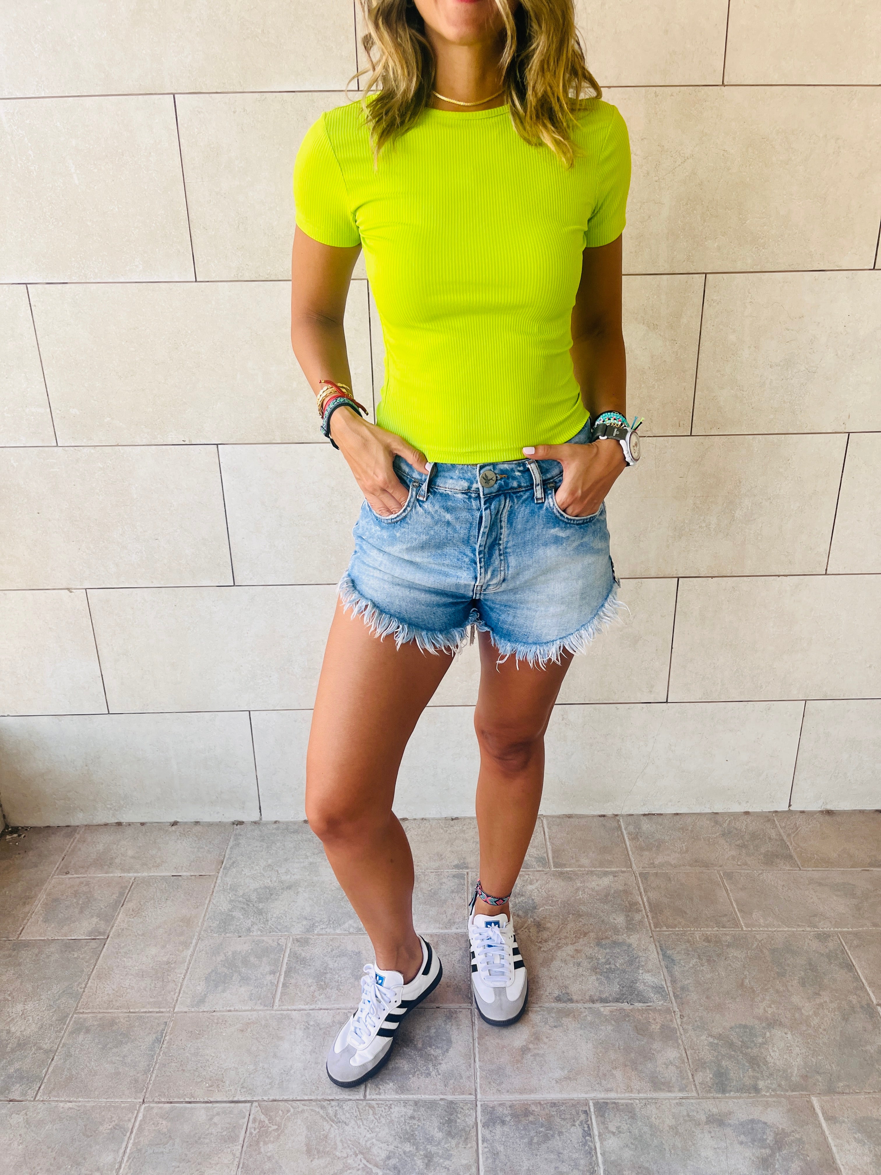 Lime Backless Ribbed Tee
