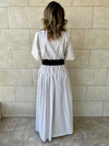 Beige Snatch Waist Stripe Dress
