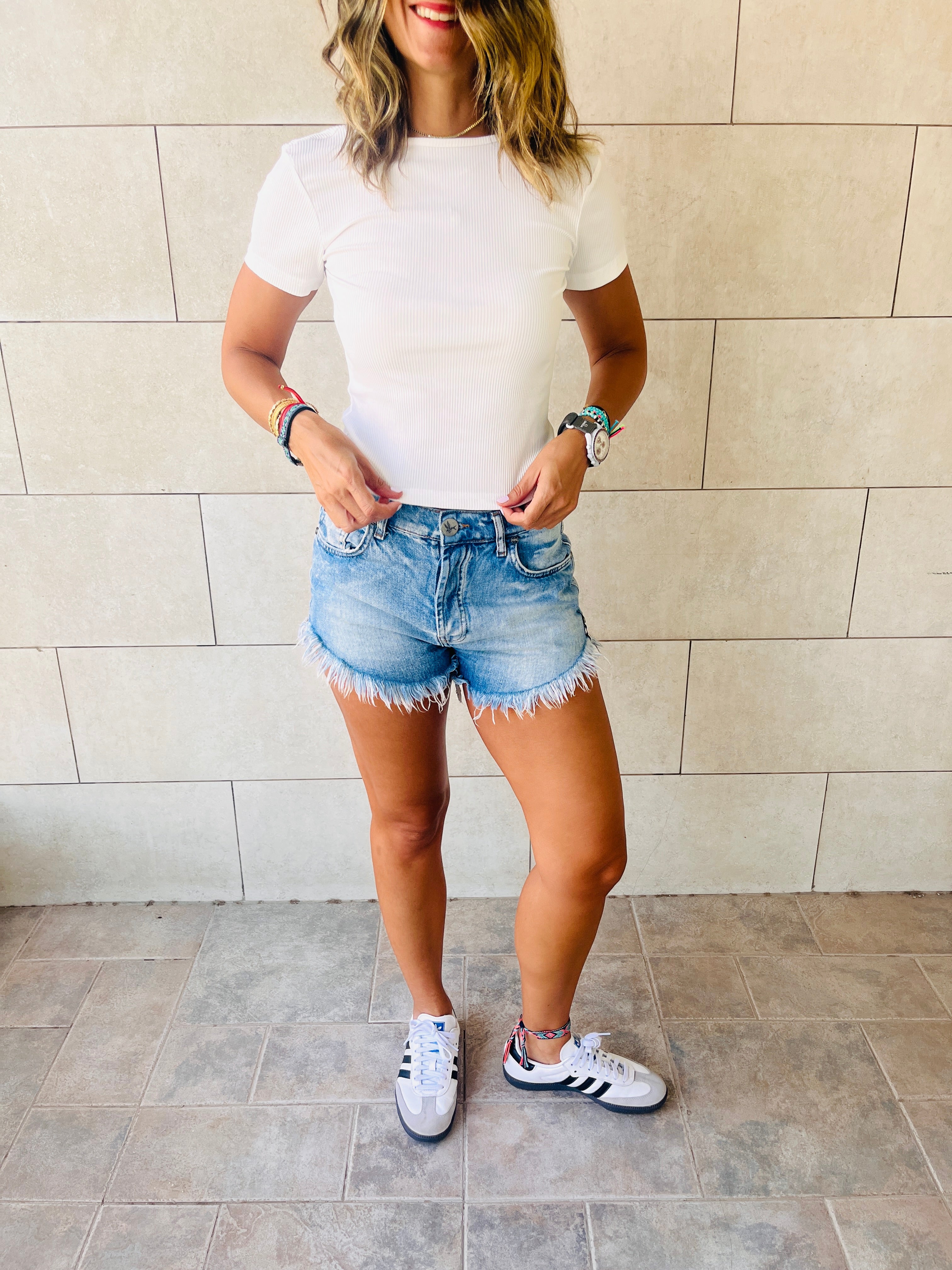 White Backless Ribbed Tee