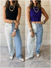 Black & Purple Cropped Essential Cut