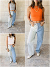 Grey & White & Orange Cropped Essential Cut