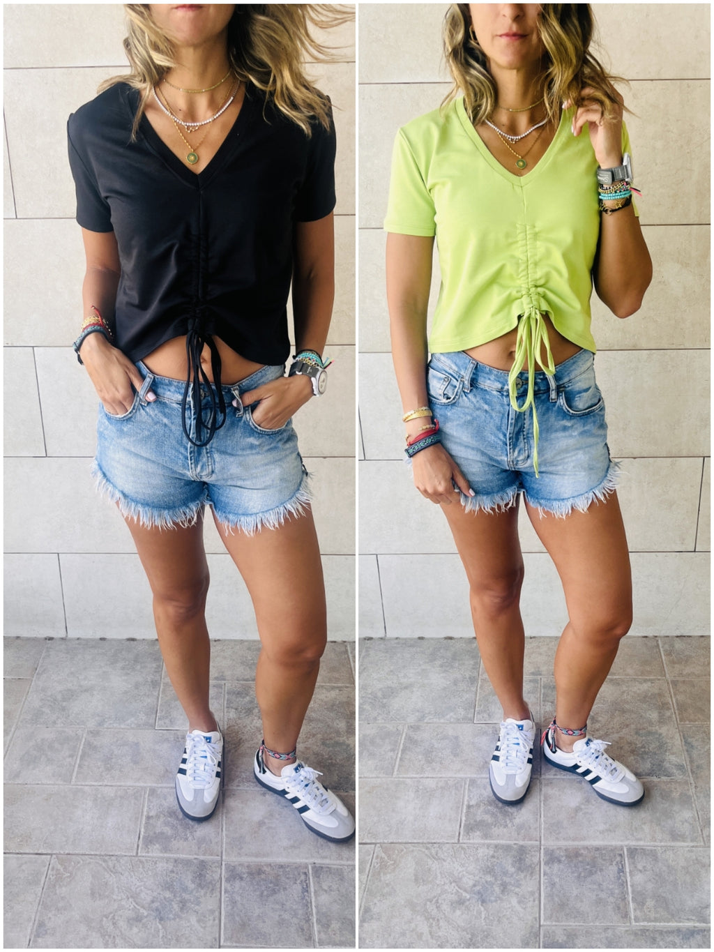 Black & Mint Pull Me Through Crop Tee