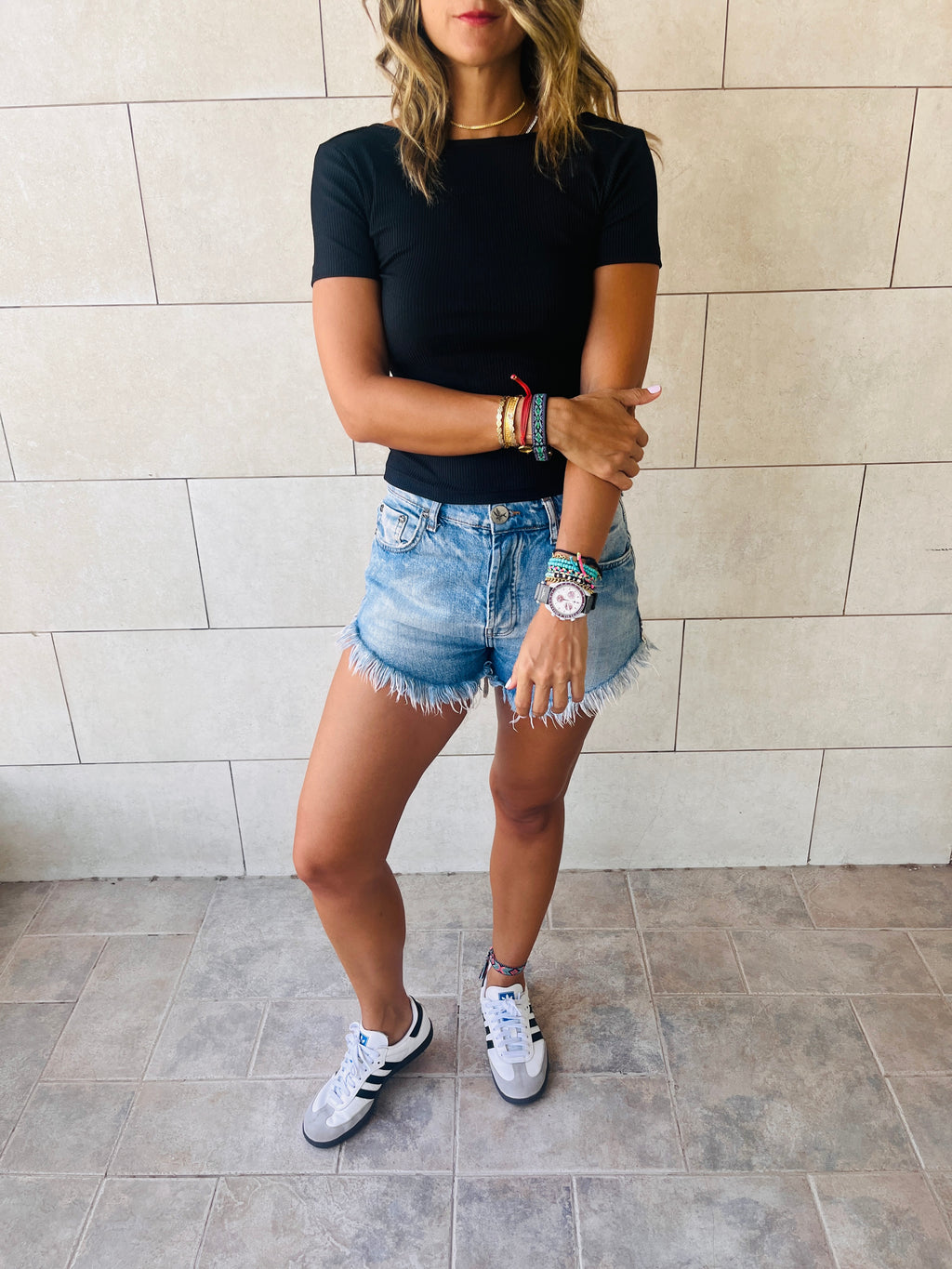 Black Backless Ribbed Tee