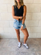 Black Shoe Lace Top